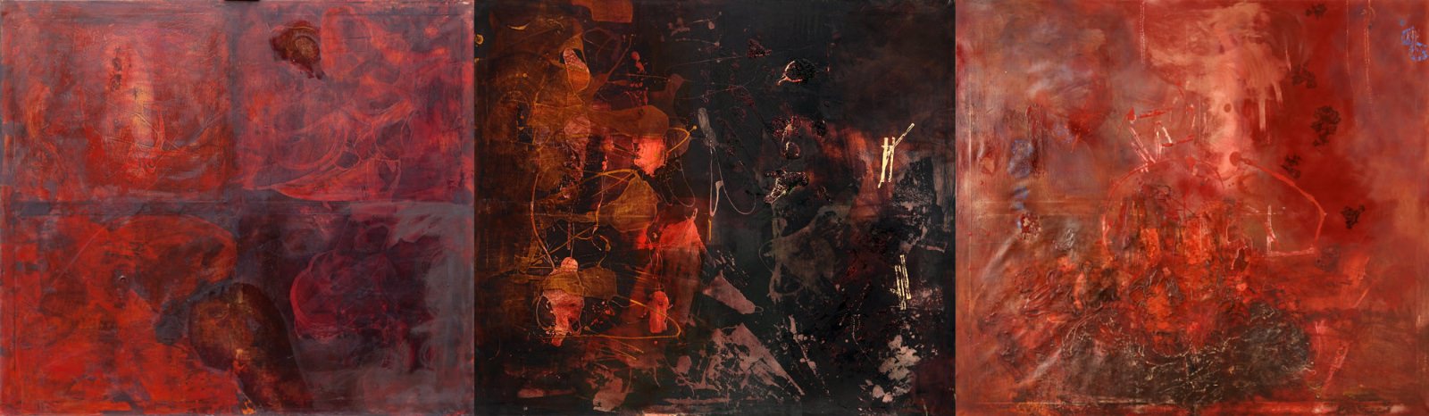 Tatooed Abstract (2)  IV,  Oil on canvas, 140cm x 480cm, 2010